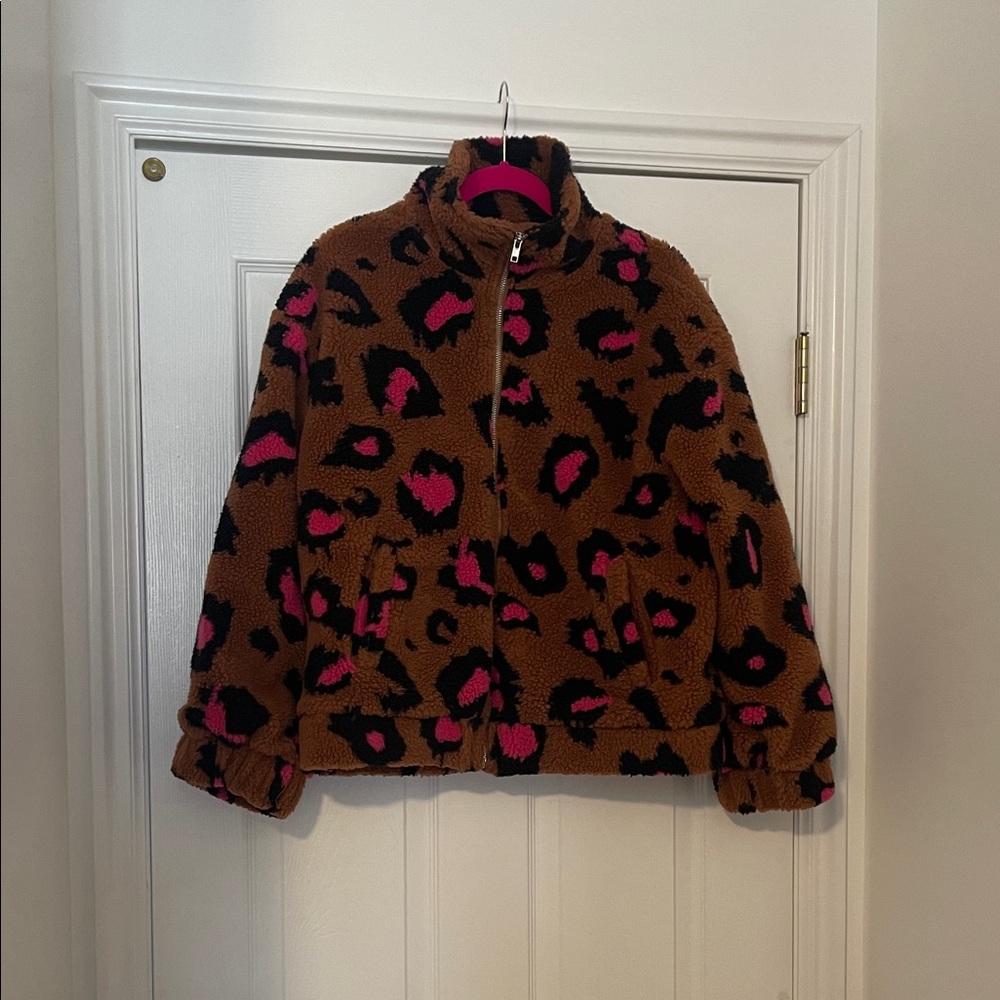 Strut & Bolt Leopard Print Fleece Jacket